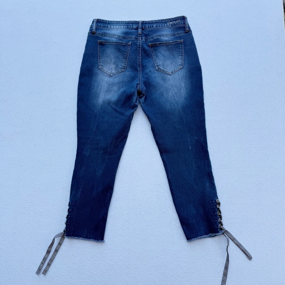 Hydraulic Lace-Up Hem Skinny Jeans Women’s Size 10 Blue Denim - Picture 11 of 12